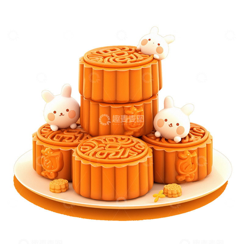 高清大图下载【趣麦麦图】中秋节月饼节日元素