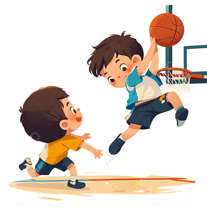高清大图下载【趣麦麦图】暑假兴趣班打篮球的男孩