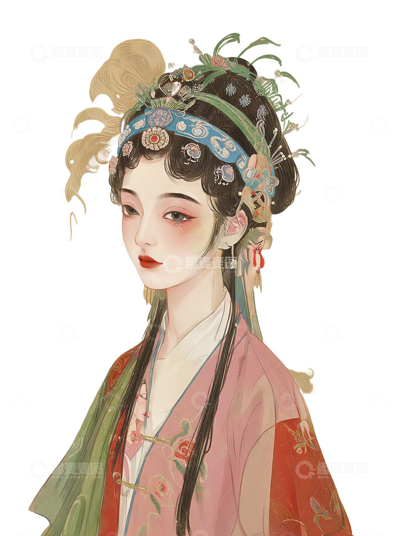 高清大图下载【趣麦麦图】古代  中国风 京剧 中国美女 水墨