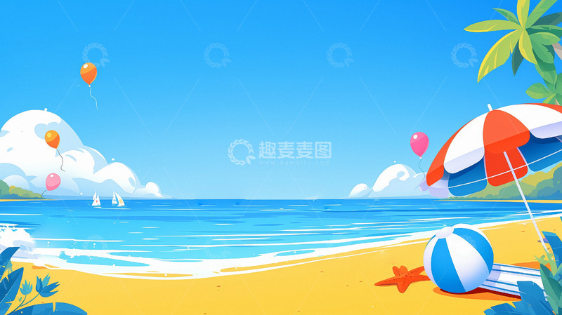 夏至小暑大暑暑假沙滩素材夏日海滩