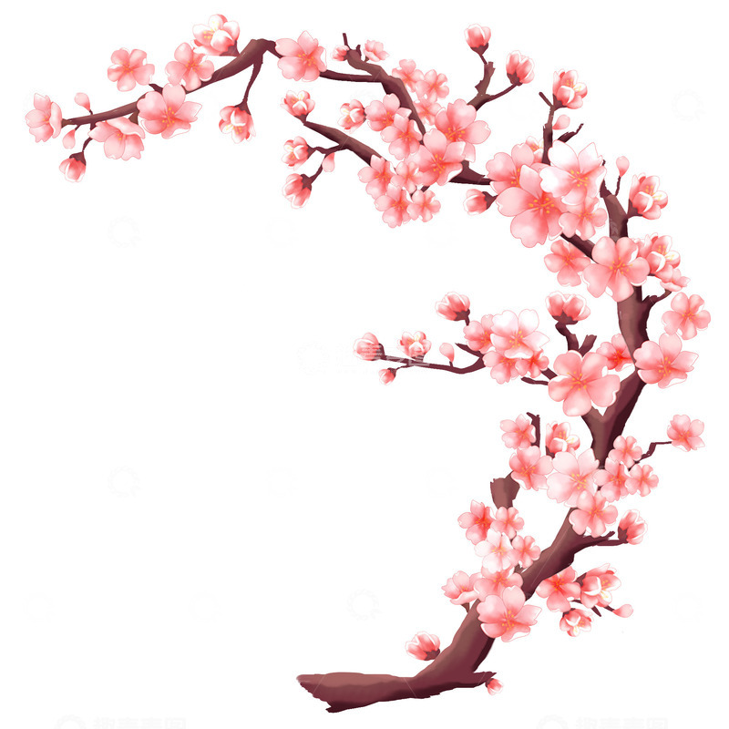 源文件下载【趣麦麦图】七夕粉红花梅花樱花