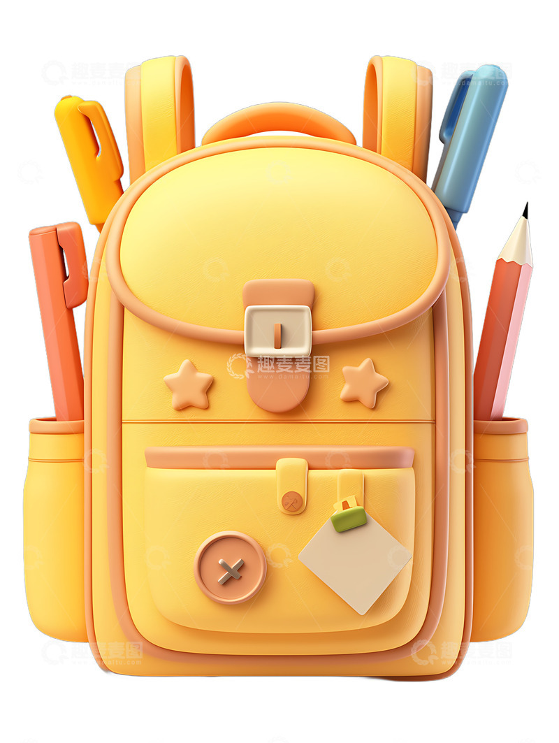 高清大图下载【趣麦麦图】开学季书包文具卡通3
