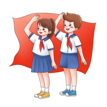 学生敬礼少先队员