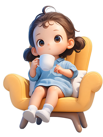 坐在椅子上喝茶的女孩子2