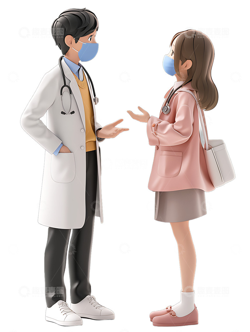 高清大图下载【趣麦麦图】体检医院医生患者交流说话