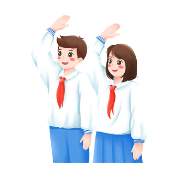 少先队员学生敬礼