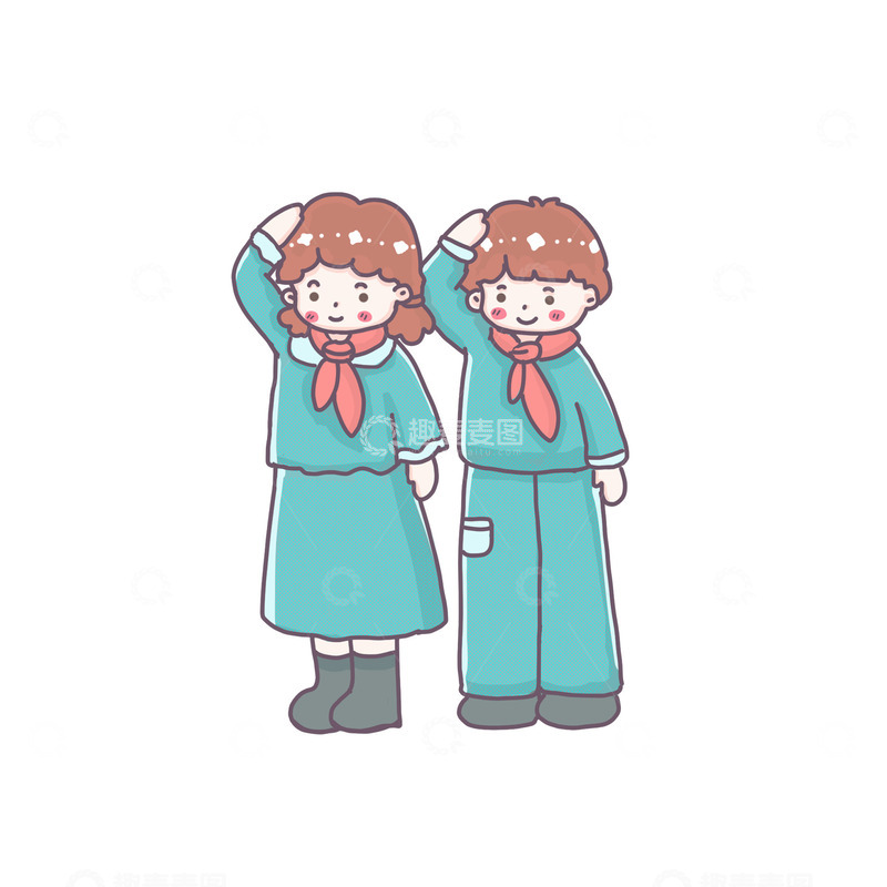 源文件下载【趣麦麦图】少先队员红领巾学生敬礼建党节103周年