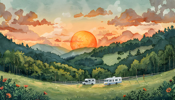 夏天森林场景插画