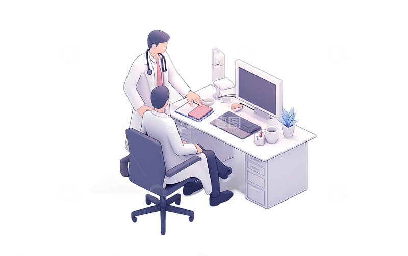 高清大图下载【趣麦麦图】体检医院医生等距交流说话