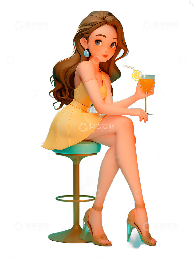 高清大图下载【趣麦麦图】喝鸡尾酒的女士美女