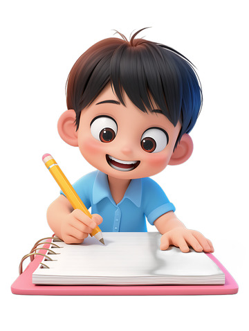 开学季写作业卡通的小孩