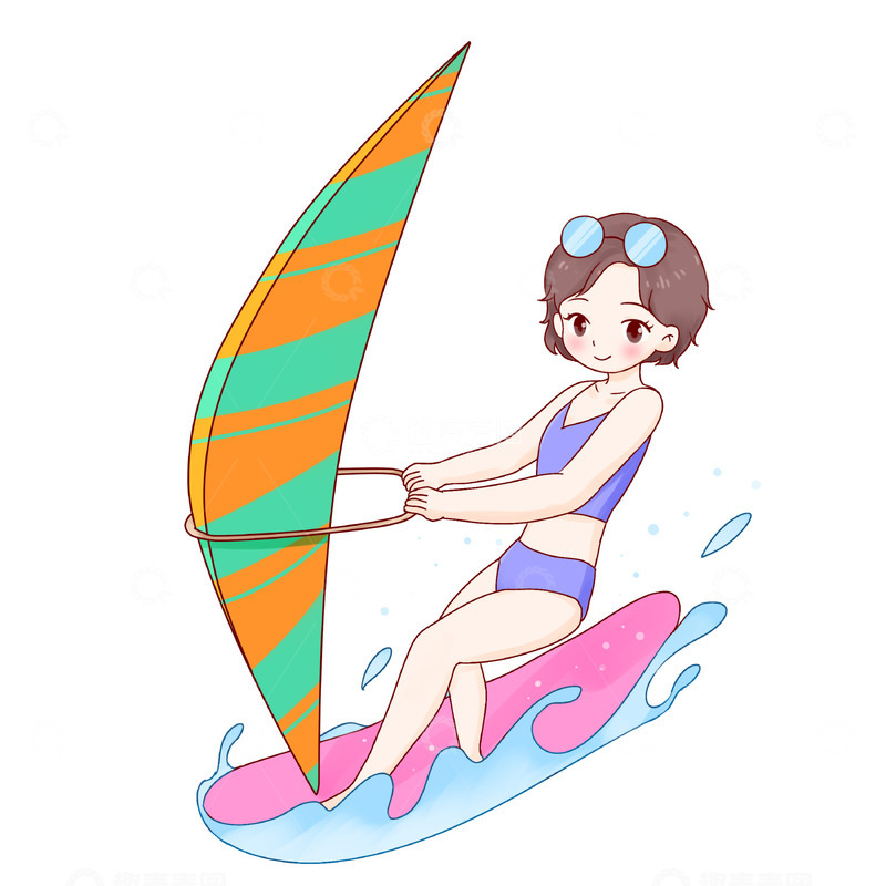 源文件下载【趣麦麦图】夏至小暑大暑处暑暑假冲浪人物