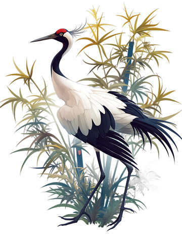 仙鹤丹顶鹤植物动物卡通3D2