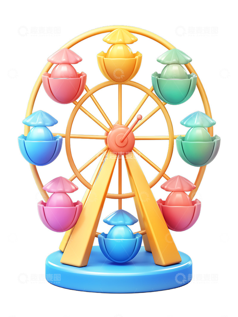 高清大图下载【趣麦麦图】卡通玩具摩天轮乐园