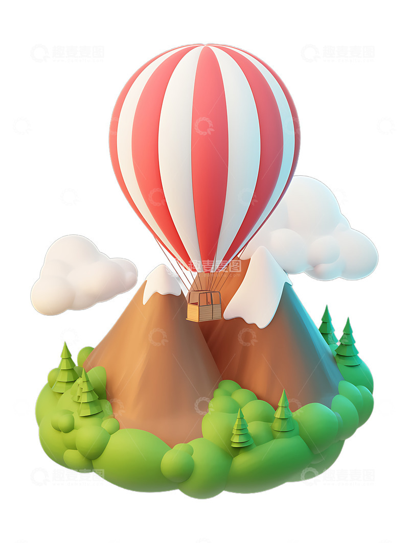 高清大图下载【趣麦麦图】热气球旅行卡通3D2