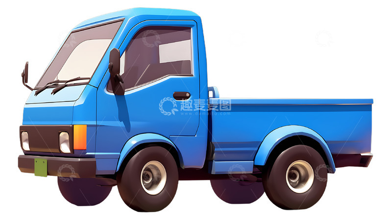 高清大图下载【趣麦麦图】蓝色皮卡车汽车卡通