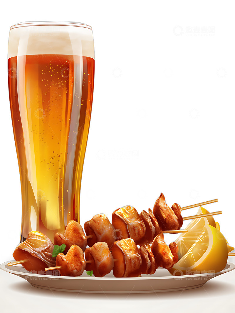 高清大图下载【趣麦麦图】啤酒与烤串美食夜宵2
