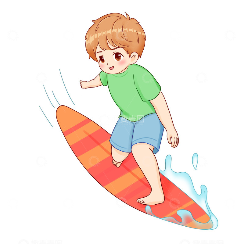 源文件下载【趣麦麦图】夏至小暑大暑处暑男孩冲浪