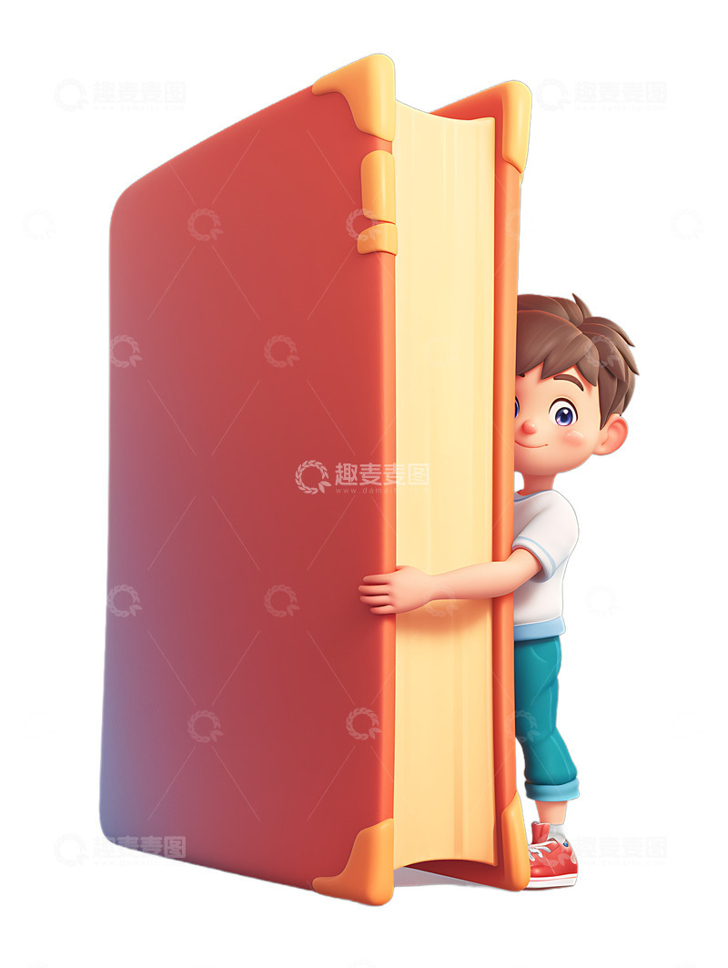 高清大图下载【趣麦麦图】开学季一本书和小孩卡通