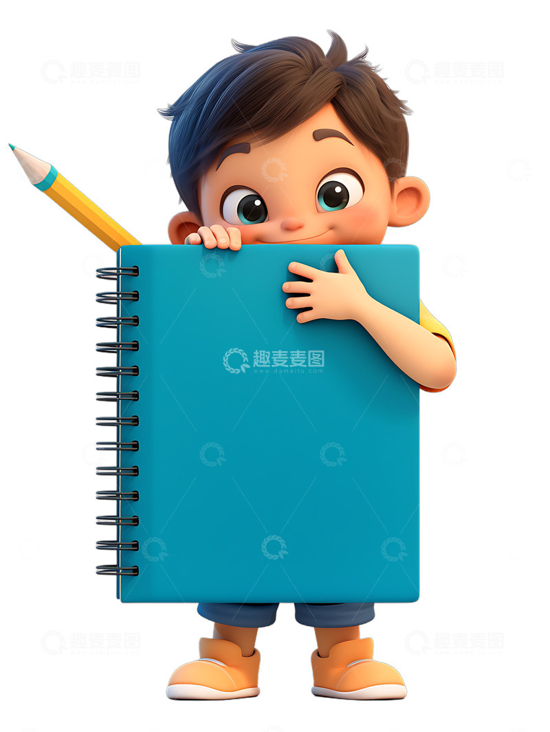 开学季写作业作业本卡通的小孩