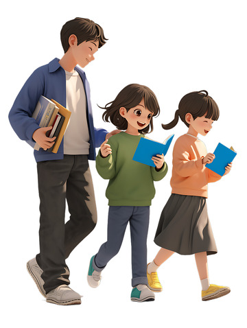 全国读书日一起看书阅读的兄妹