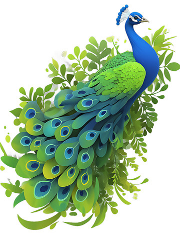 孔雀动物卡通