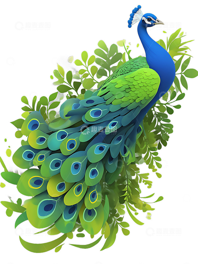 高清大图下载【趣麦麦图】孔雀动物卡通