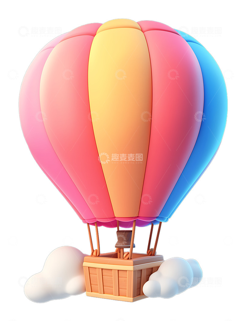 高清大图下载【趣麦麦图】热气球旅行卡通3D