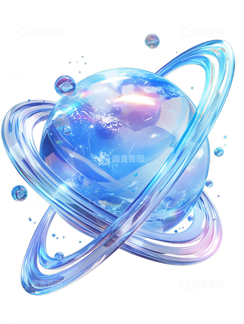 高清大图下载【趣麦麦图】玻璃质感卡通行星星球装饰