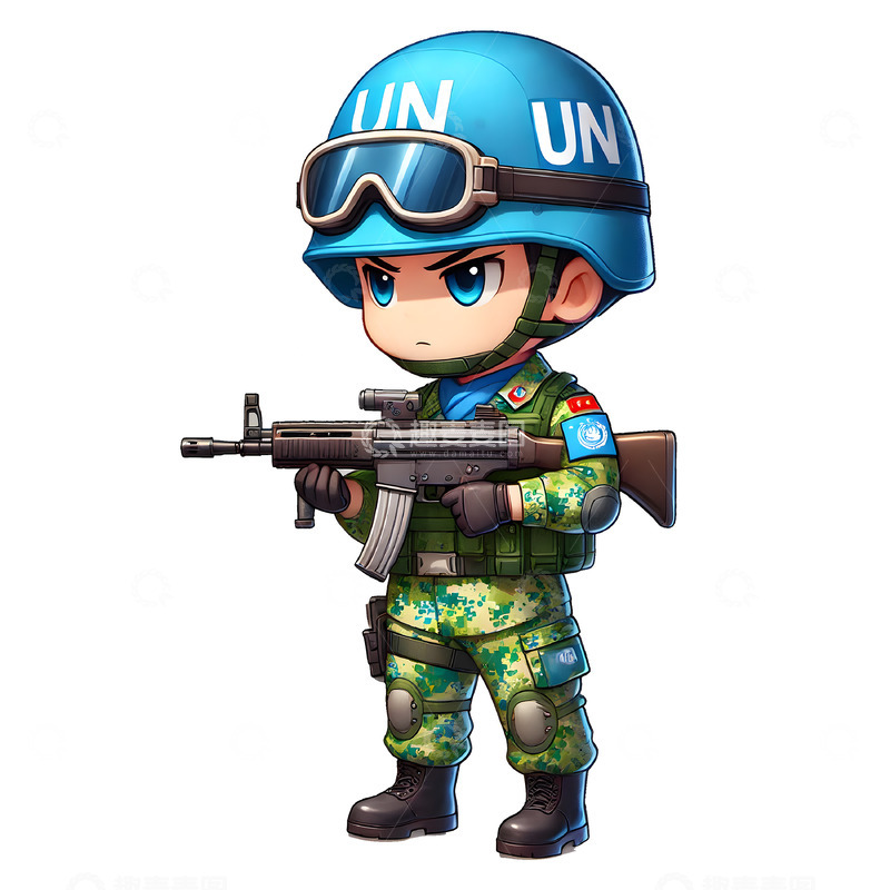 高清大图下载【趣麦麦图】建军节建党节维和部队卡通军人素材