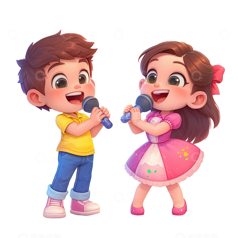 高清大图下载【趣麦麦图】-卡通人物音乐唱歌
