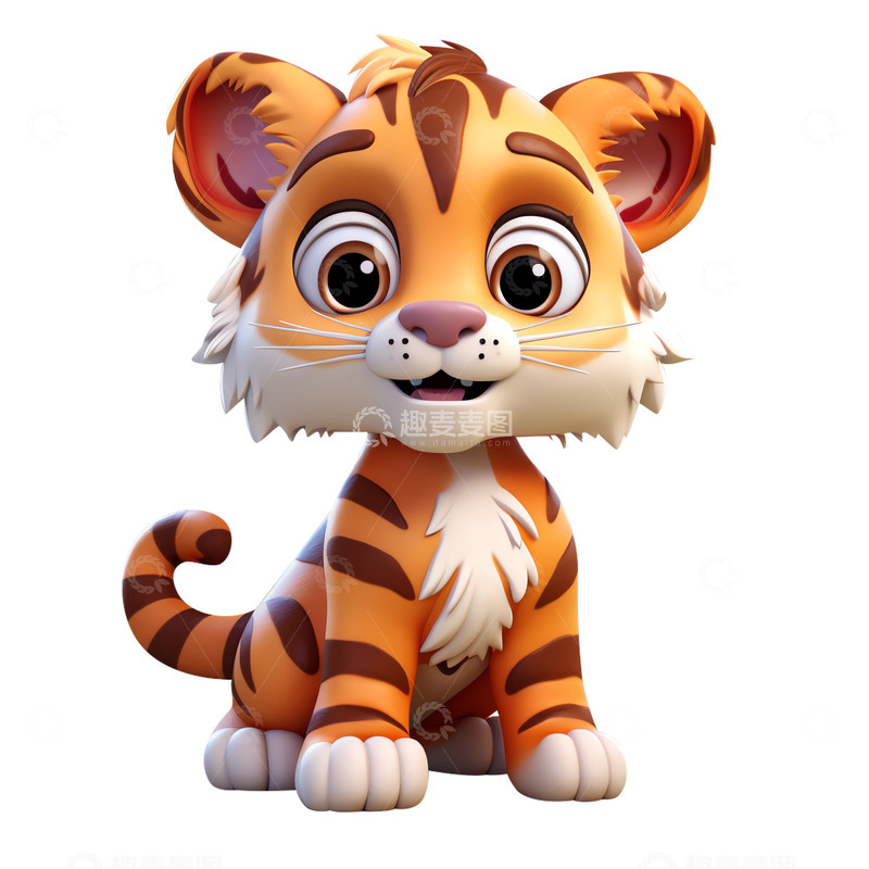 高清大图下载【趣麦麦图】卡通可爱3D老虎