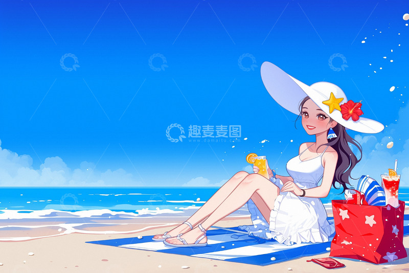 高清大图下载【趣麦麦图】夏日海边风景旅游度假