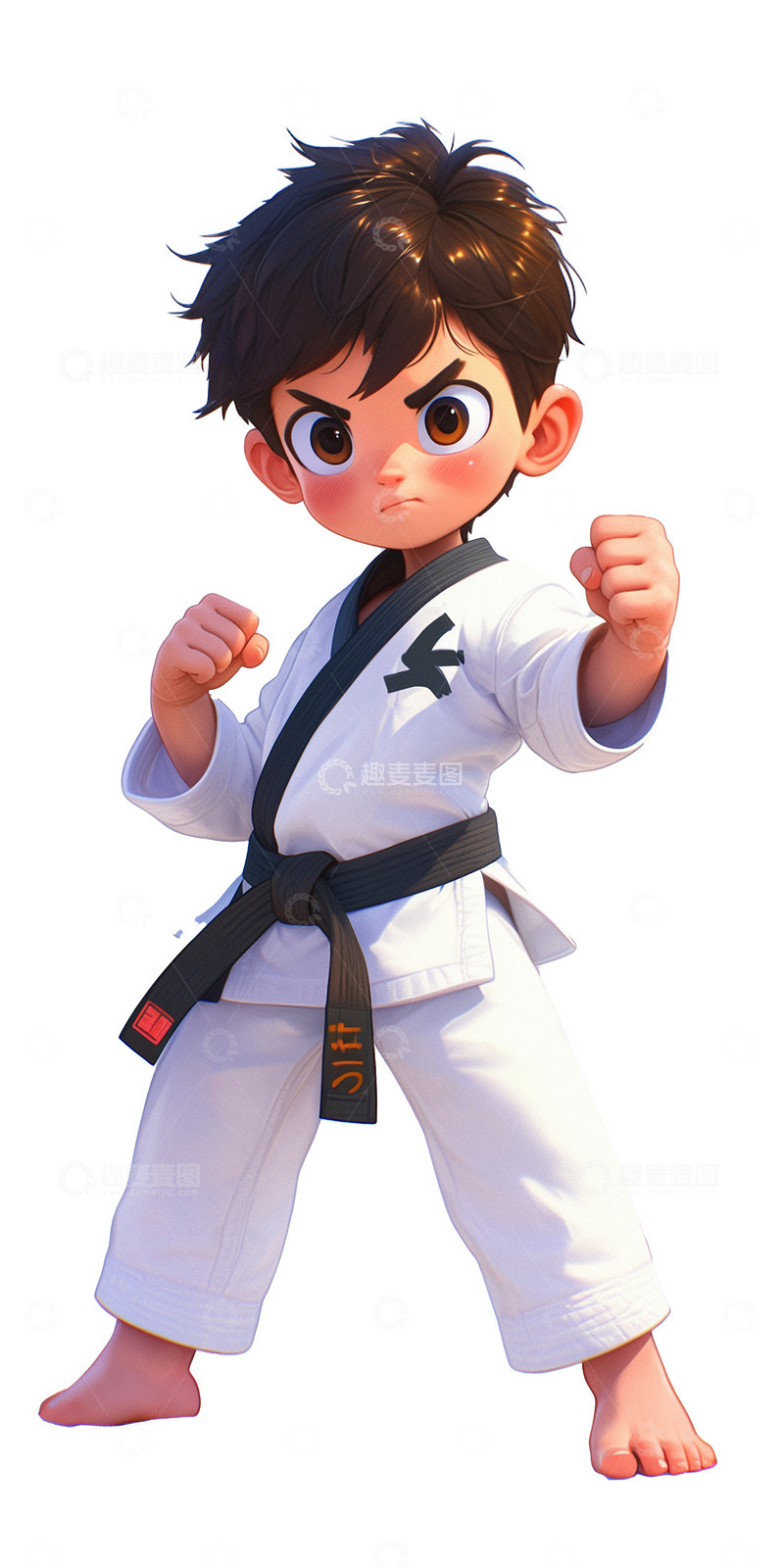 高清大图下载【趣麦麦图】-暑假兴趣班跆拳道比赛卡通人物