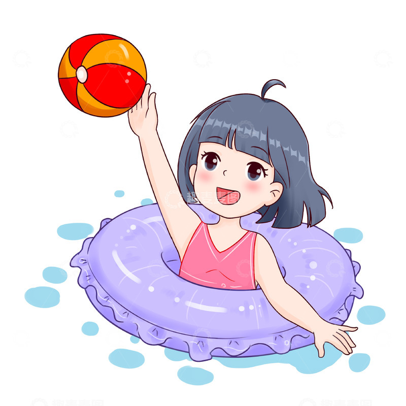 源文件下载【趣麦麦图】夏至小暑大暑处暑暑假游泳打球