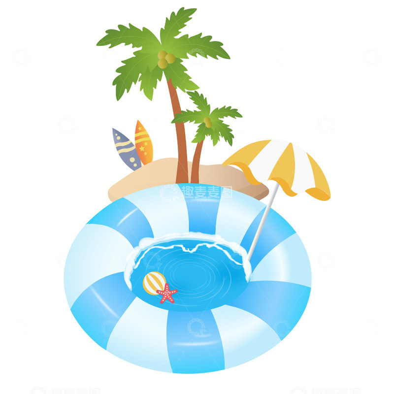源文件下载【趣麦麦图】夏日清凉海边泳池度假元素