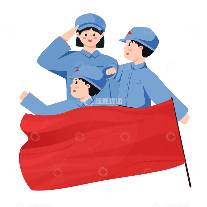 源文件下载【趣麦麦图】建党节军人集结人物