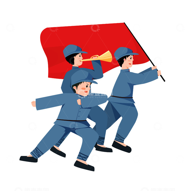 源文件下载【趣麦麦图】简约建党节军人集结冲锋