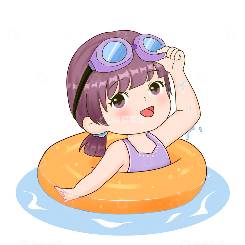 源文件下载【趣麦麦图】夏至小暑大暑处暑暑假游泳人物潜水镜