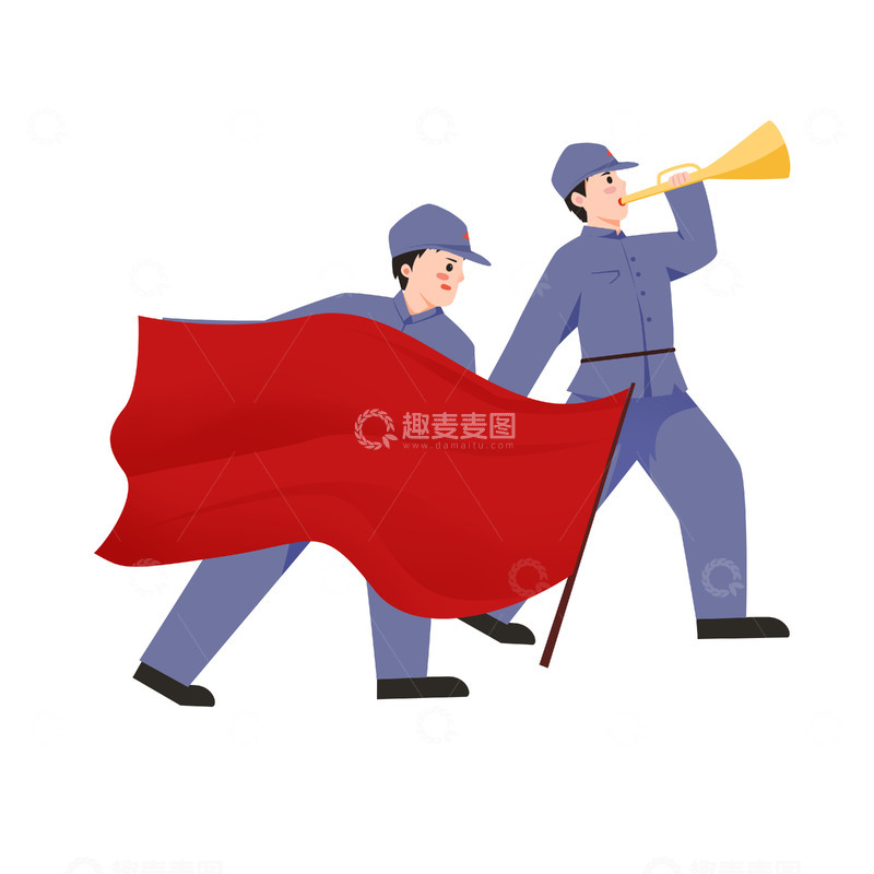 源文件下载【趣麦麦图】建党节军人集结冲锋