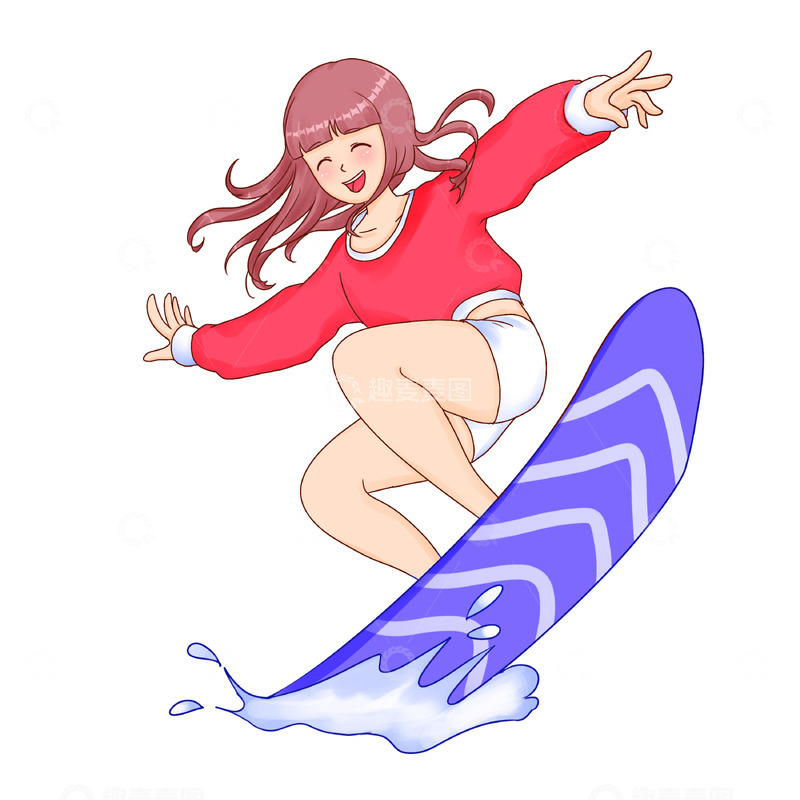 源文件下载【趣麦麦图】夏至小暑大暑处暑暑假开心冲浪人物