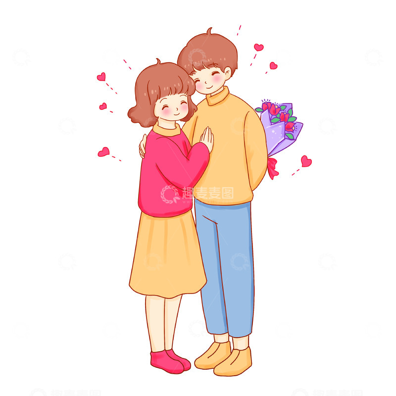 源文件下载【趣麦麦图】情人节七夕节浪漫恋人