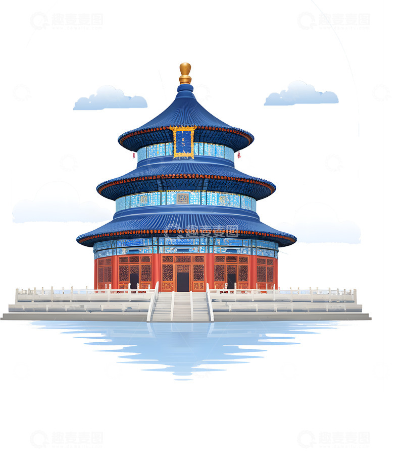 高清大图下载【趣麦麦图】天坛手绘插画素材