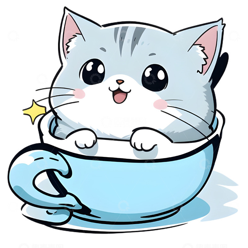 高清大图下载【趣麦麦图】可爱小猫杯子