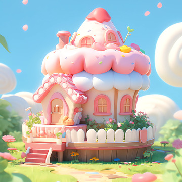 卡通童话小屋背景