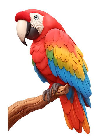 红色鹦鹉卡通头像图标