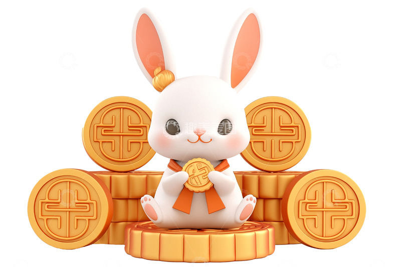 高清大图下载【趣麦麦图】玉兔中秋庆团圆