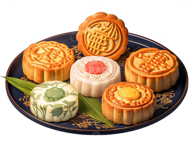 高清大图下载【趣麦麦图】中秋月饼五仁月饼
