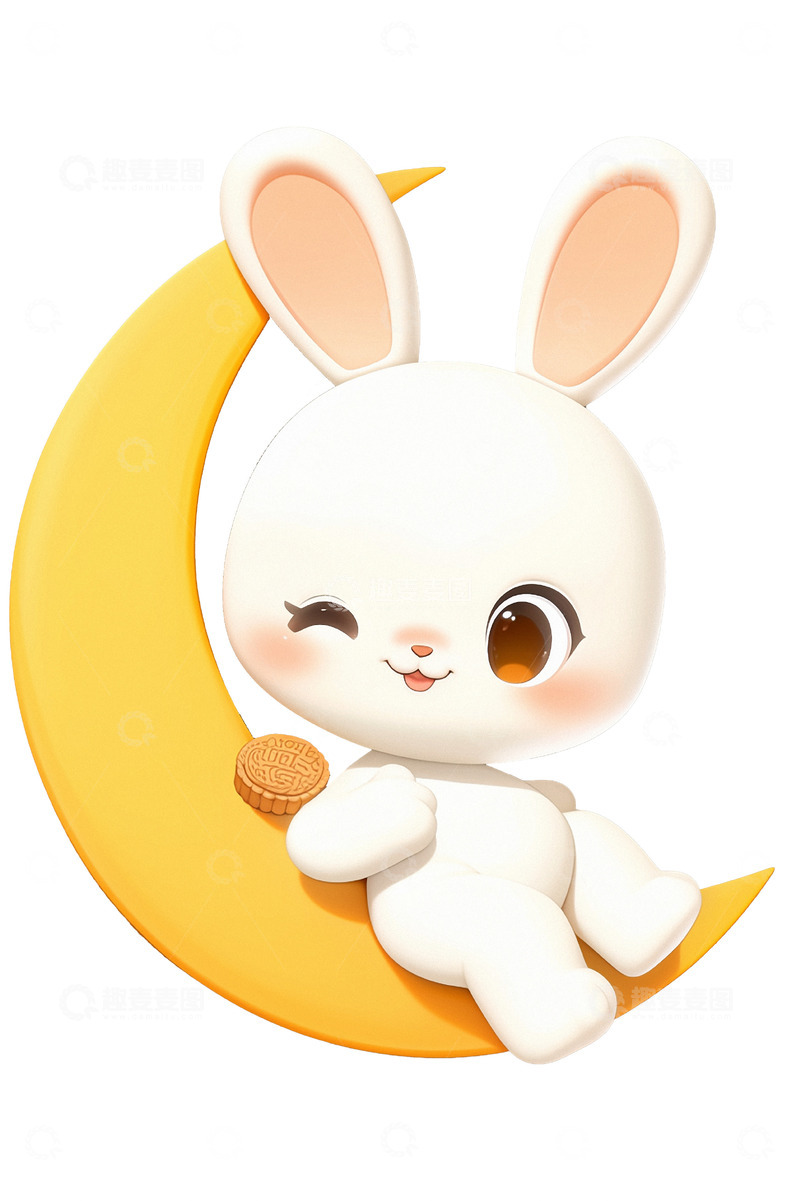 高清大图下载【趣麦麦图】玉兔月饼月牙