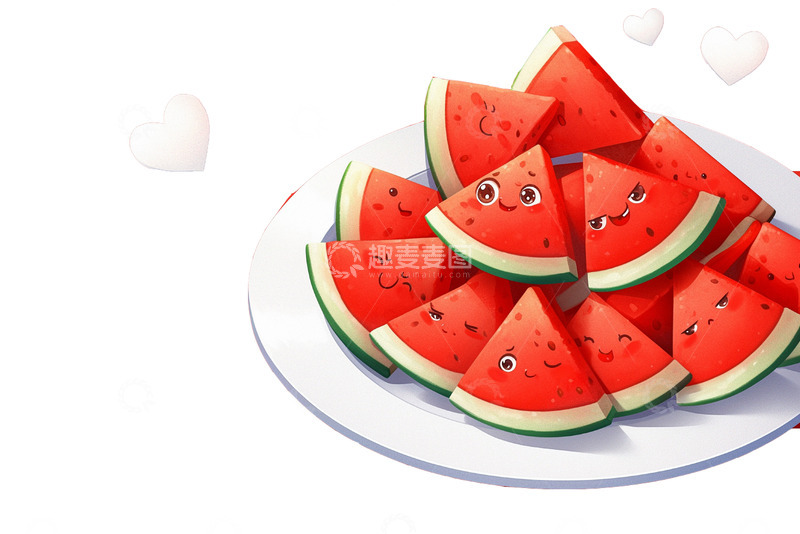 高清大图下载【趣麦麦图】-一盘西瓜切块西瓜
